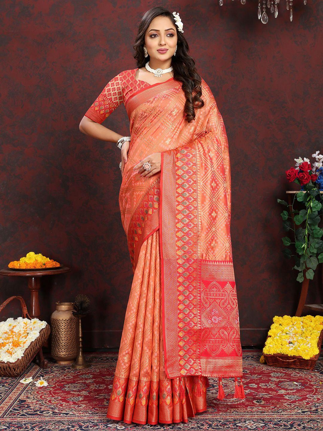 yavira silk woven design zari organza banarasi saree