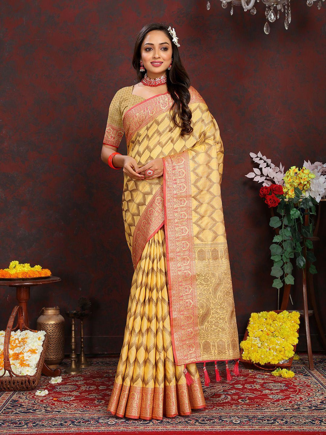 yavira silk woven design zari silk cotton banarasi saree