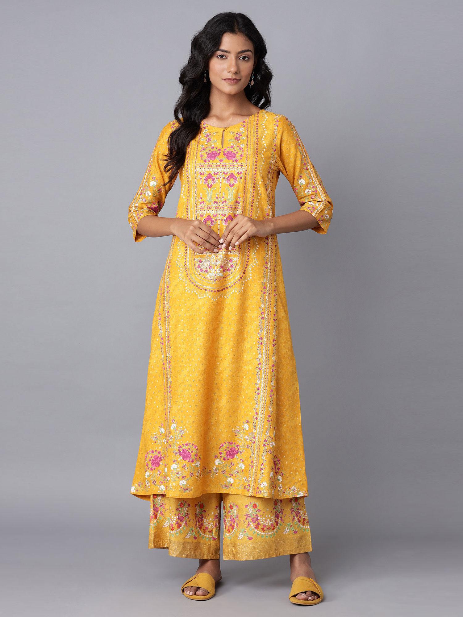 yelloa-line printed kurta