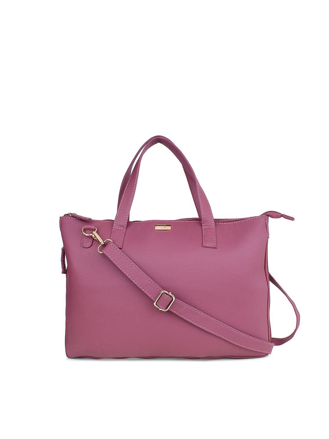 yelloe women pink solid expandable laptop bag