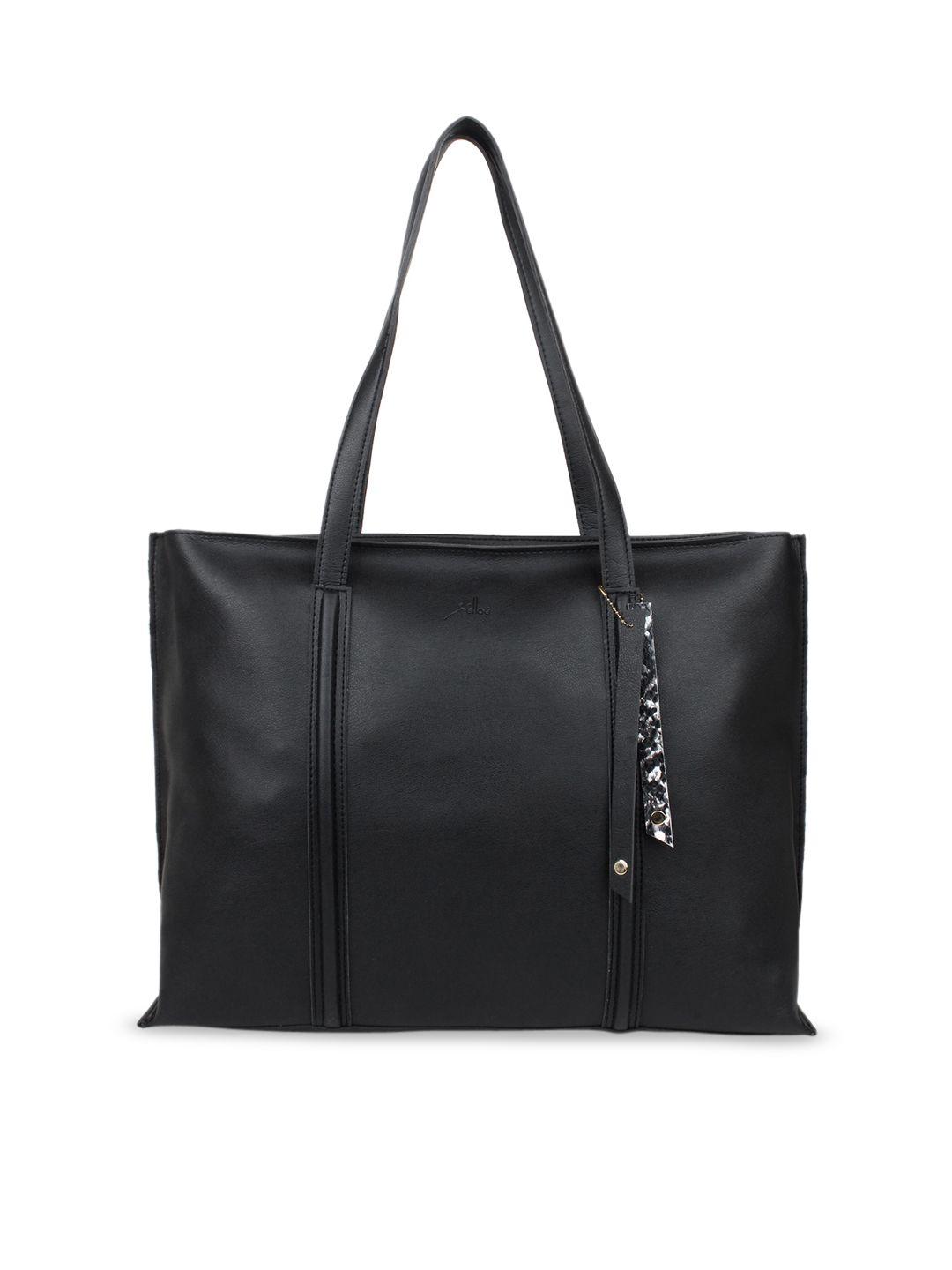 yelloe black solid structured laptop tote bag