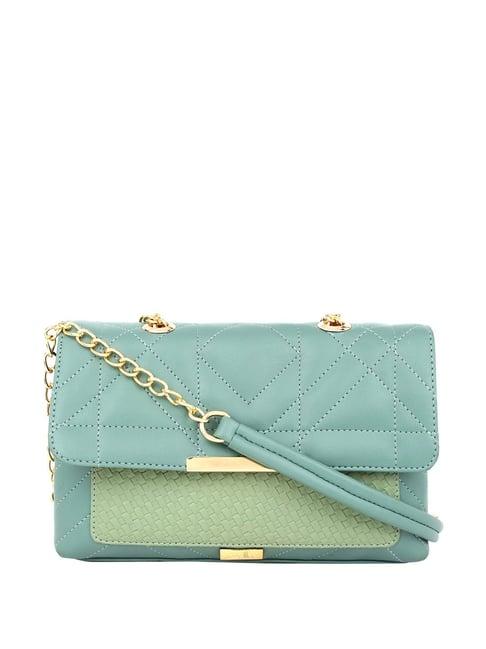 yelloe blue textured medium sling handbag