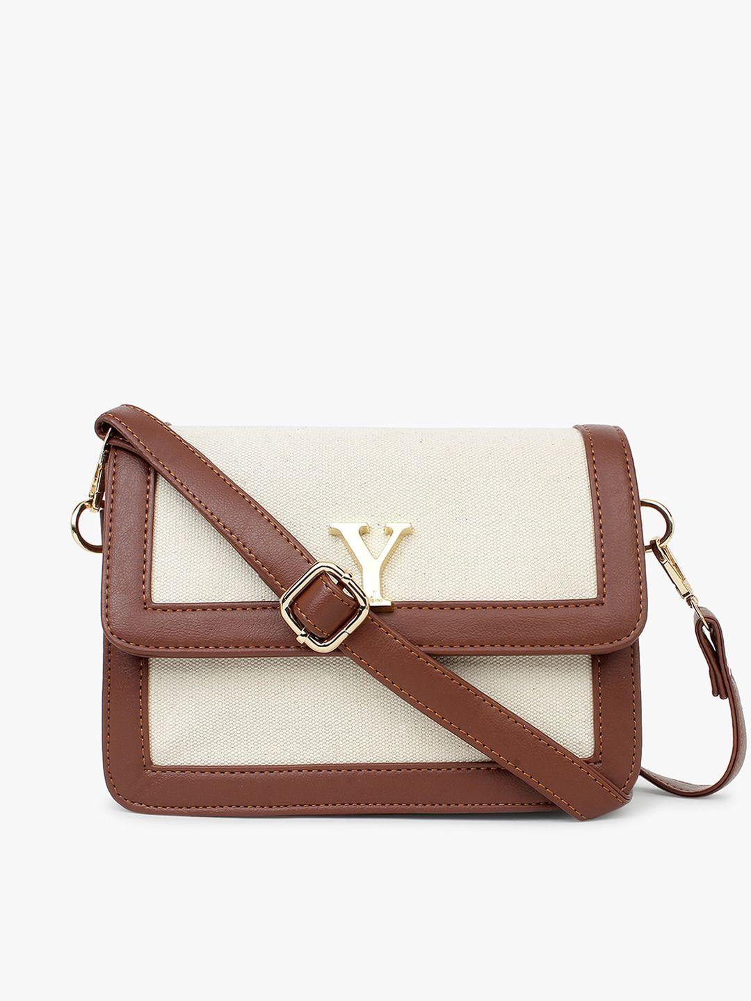 yelloe colourblocked structured sling bag