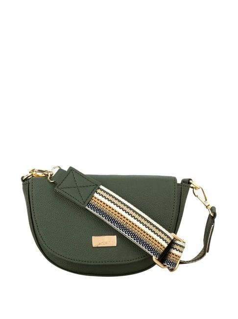 yelloe green solid medium sling handbag