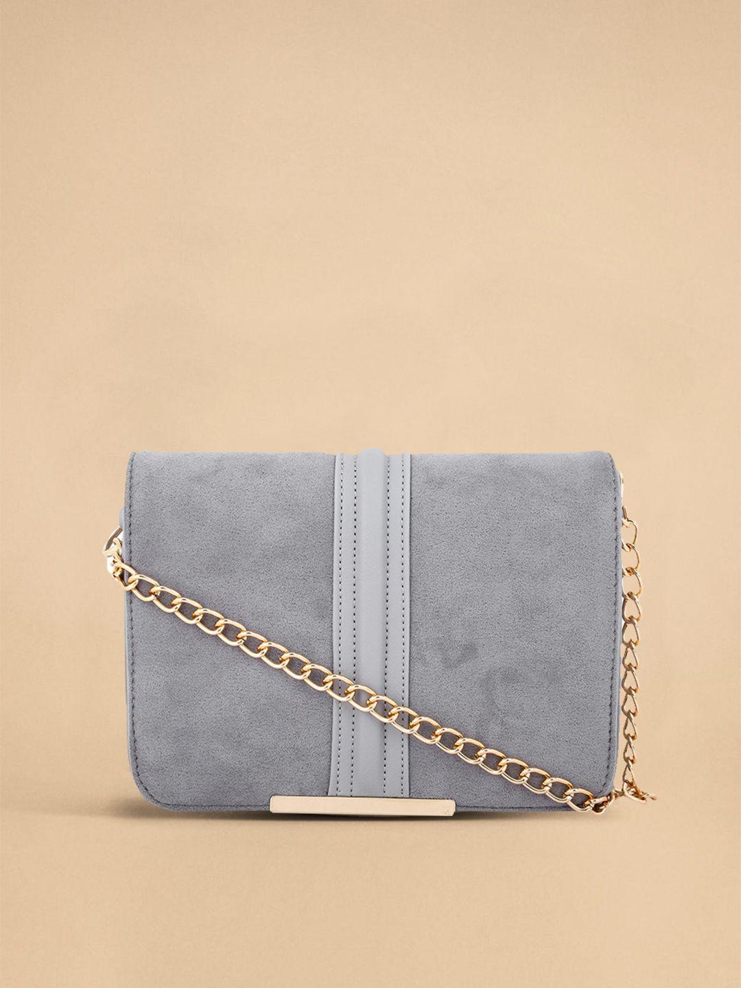 yelloe grey solid sling bag