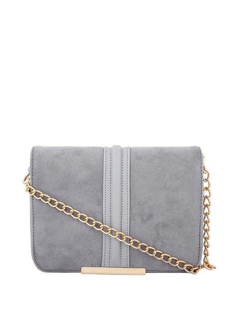 yelloe grey textured medium sling handbag