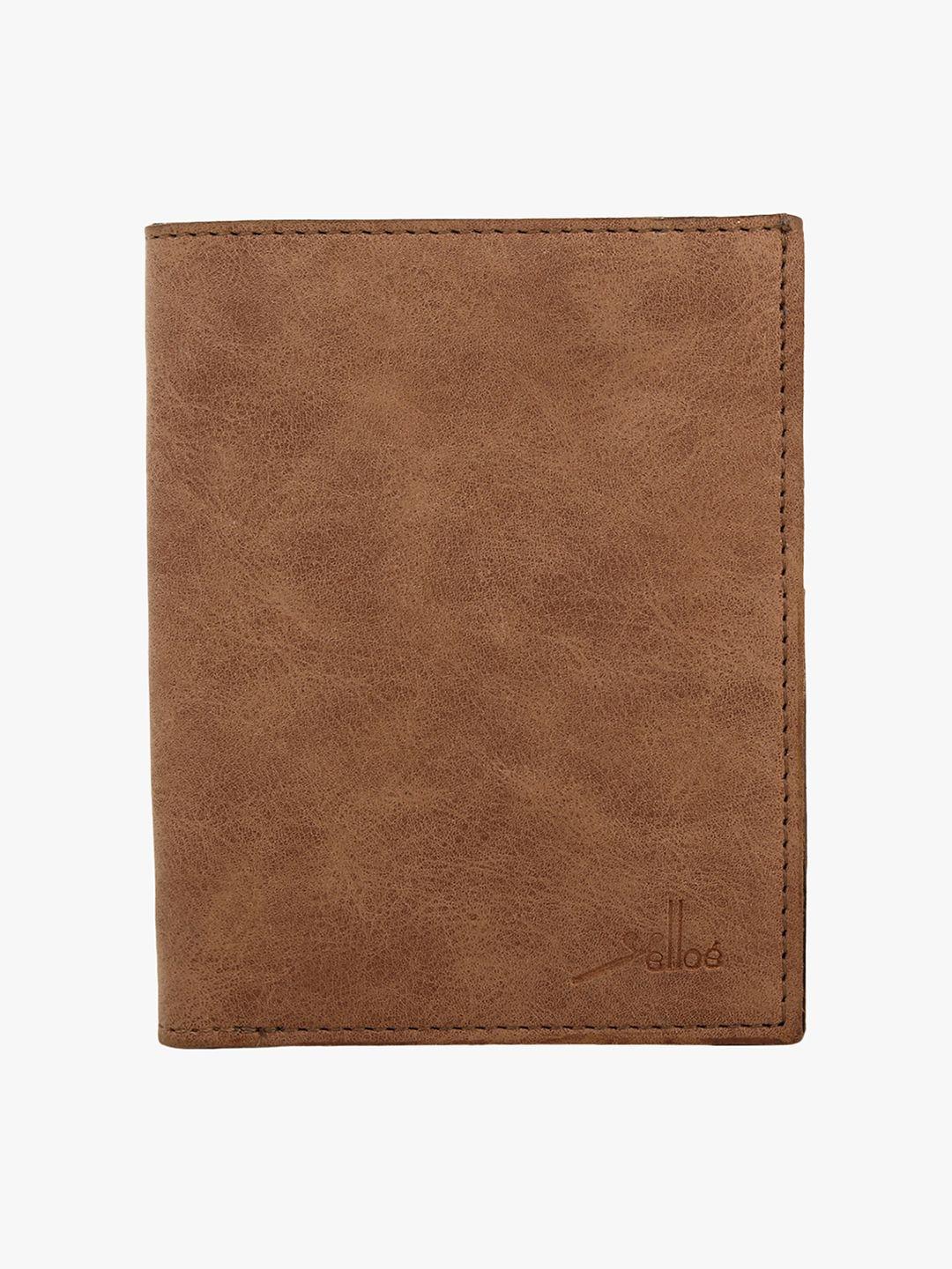 yelloe men brown solid two fold wallet