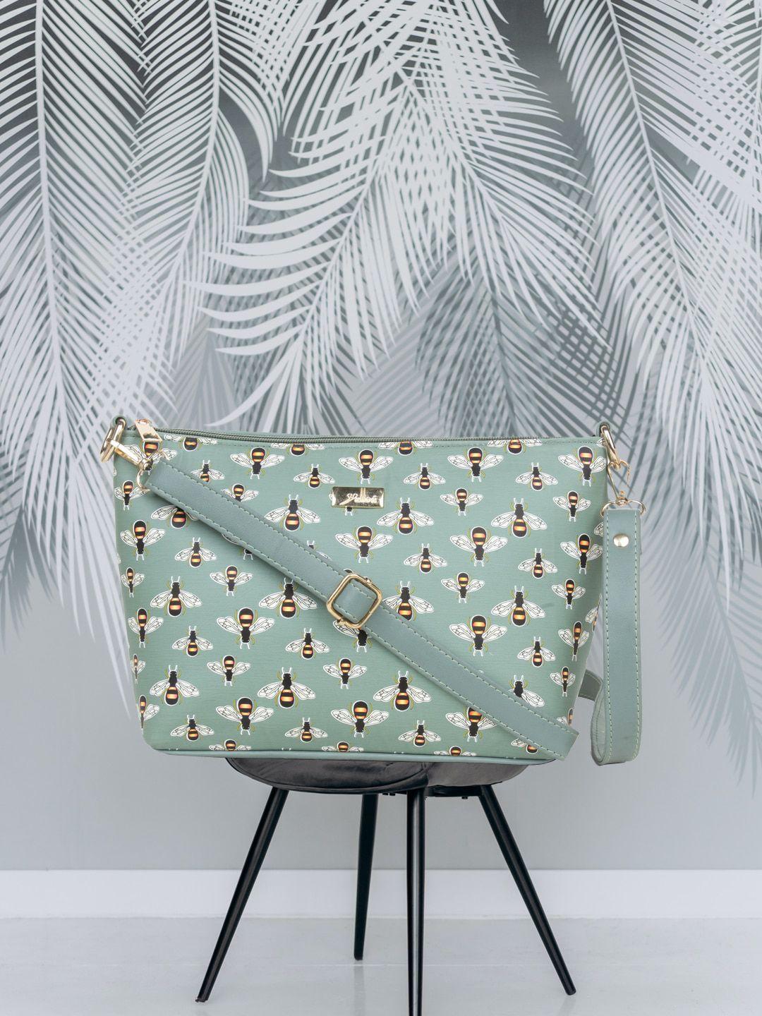 yelloe printed structured handheld bag