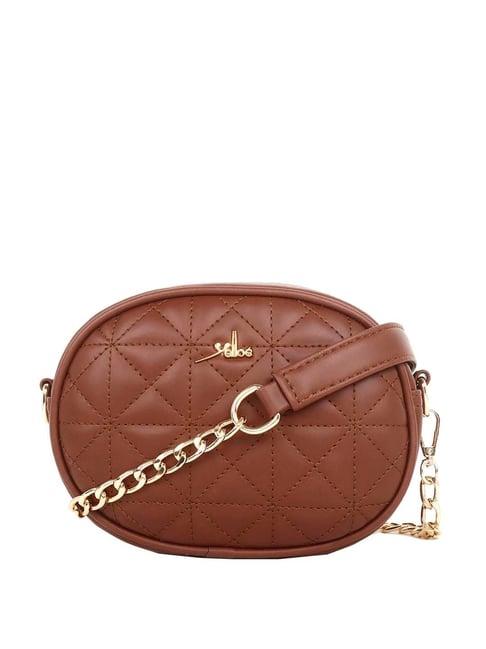 yelloe tan quilted small sling handbag