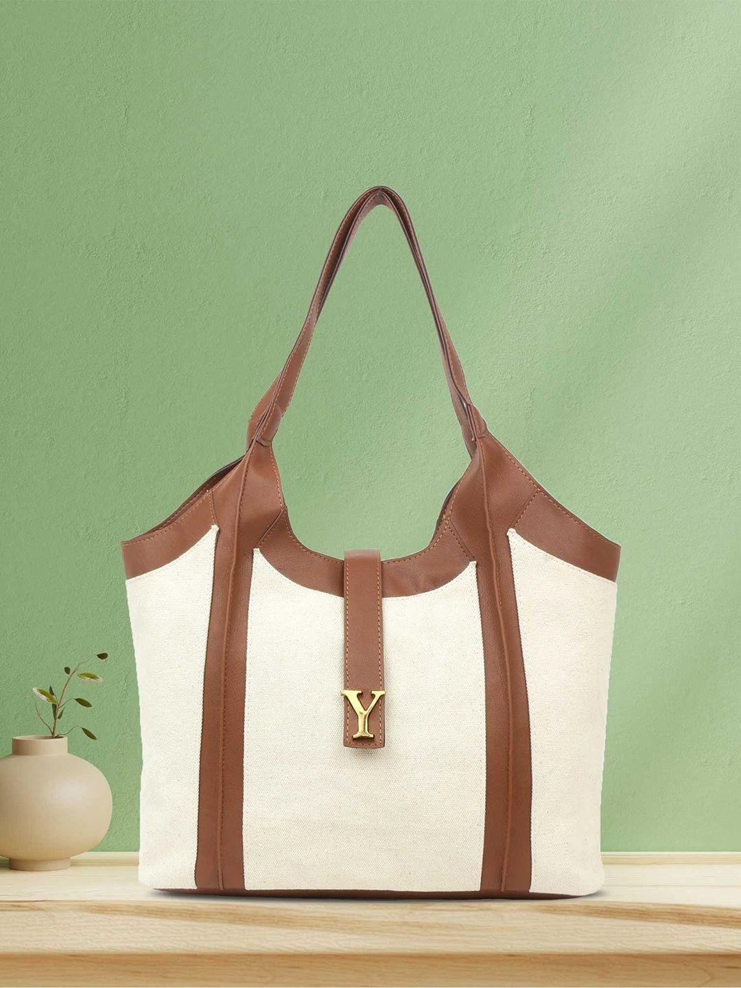 yelloe women off white shopper handheld bag