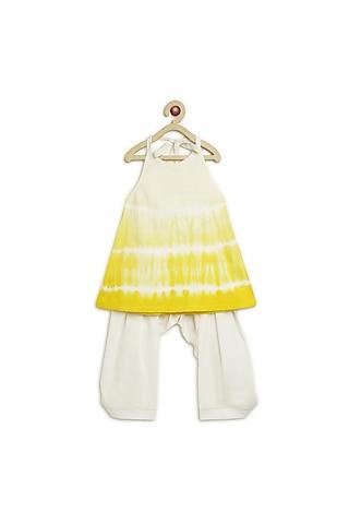yellow & white shibori tie-dye co-ord set for girls