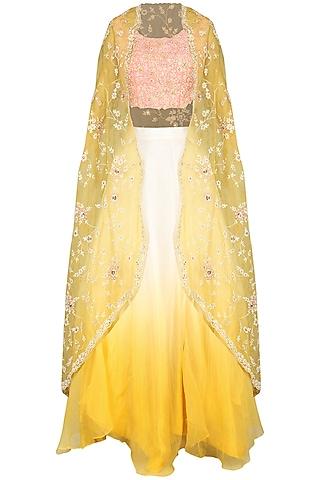 yellow-and-ivory-cape-with-blouse-and-skirt