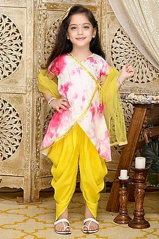 yellow-art-silk-dhoti-set-for-girls