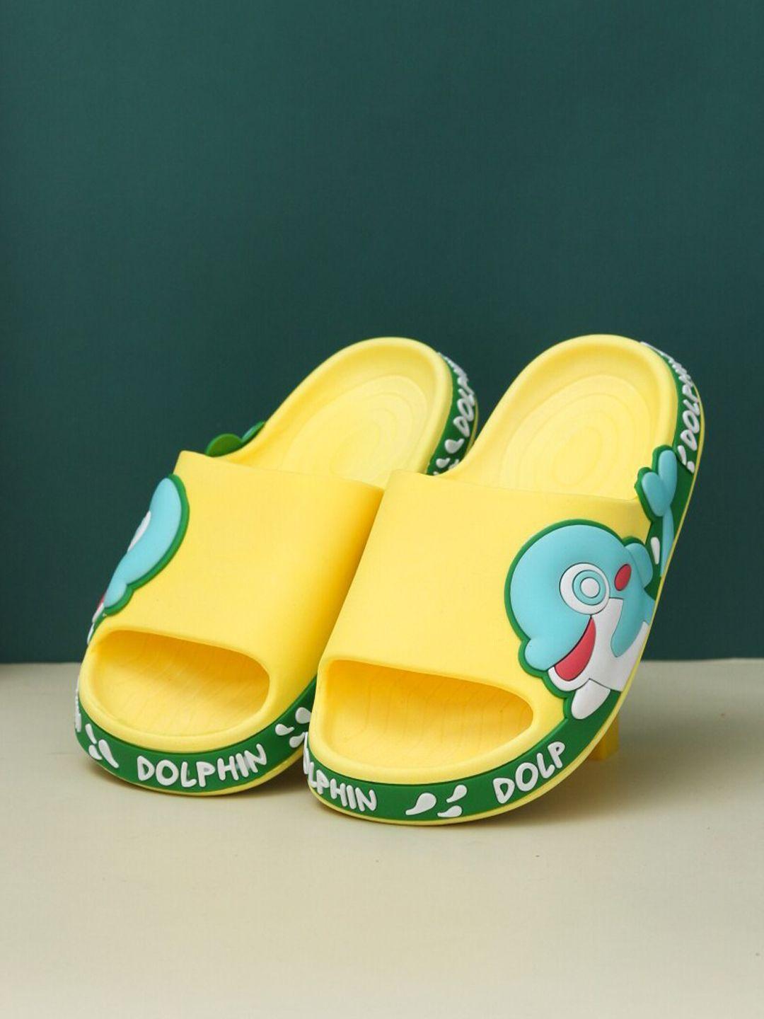 yellow bee boys dolphin detail rubber sliders