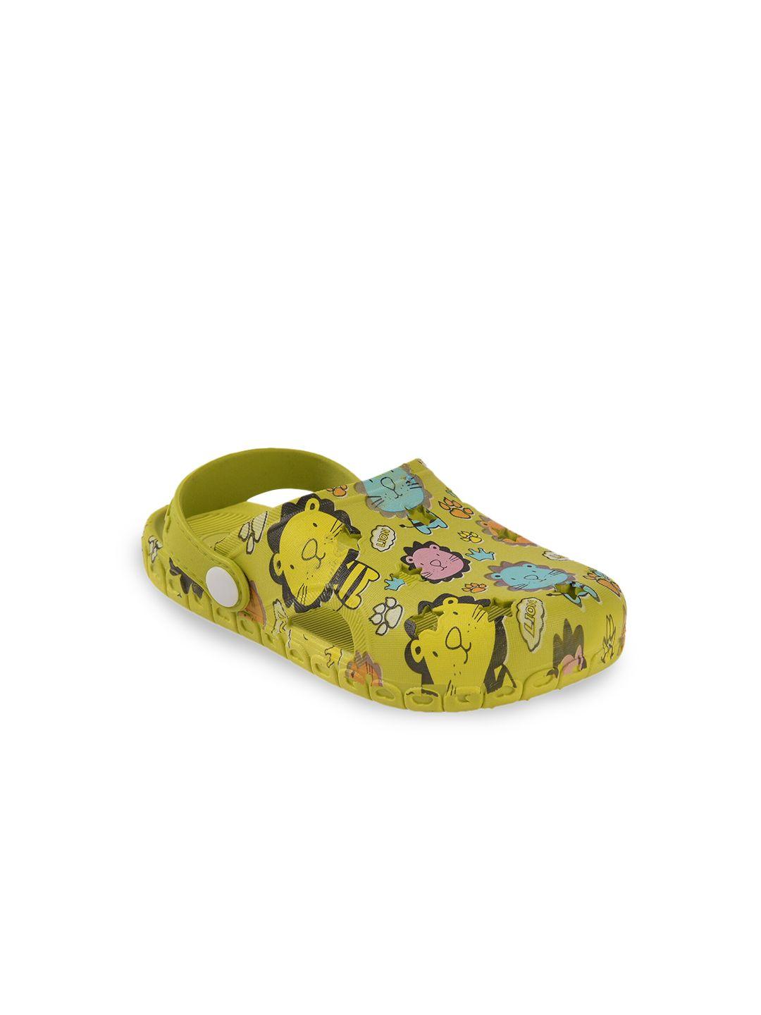 yellow bee boys green & blue printed rubber casual clogs