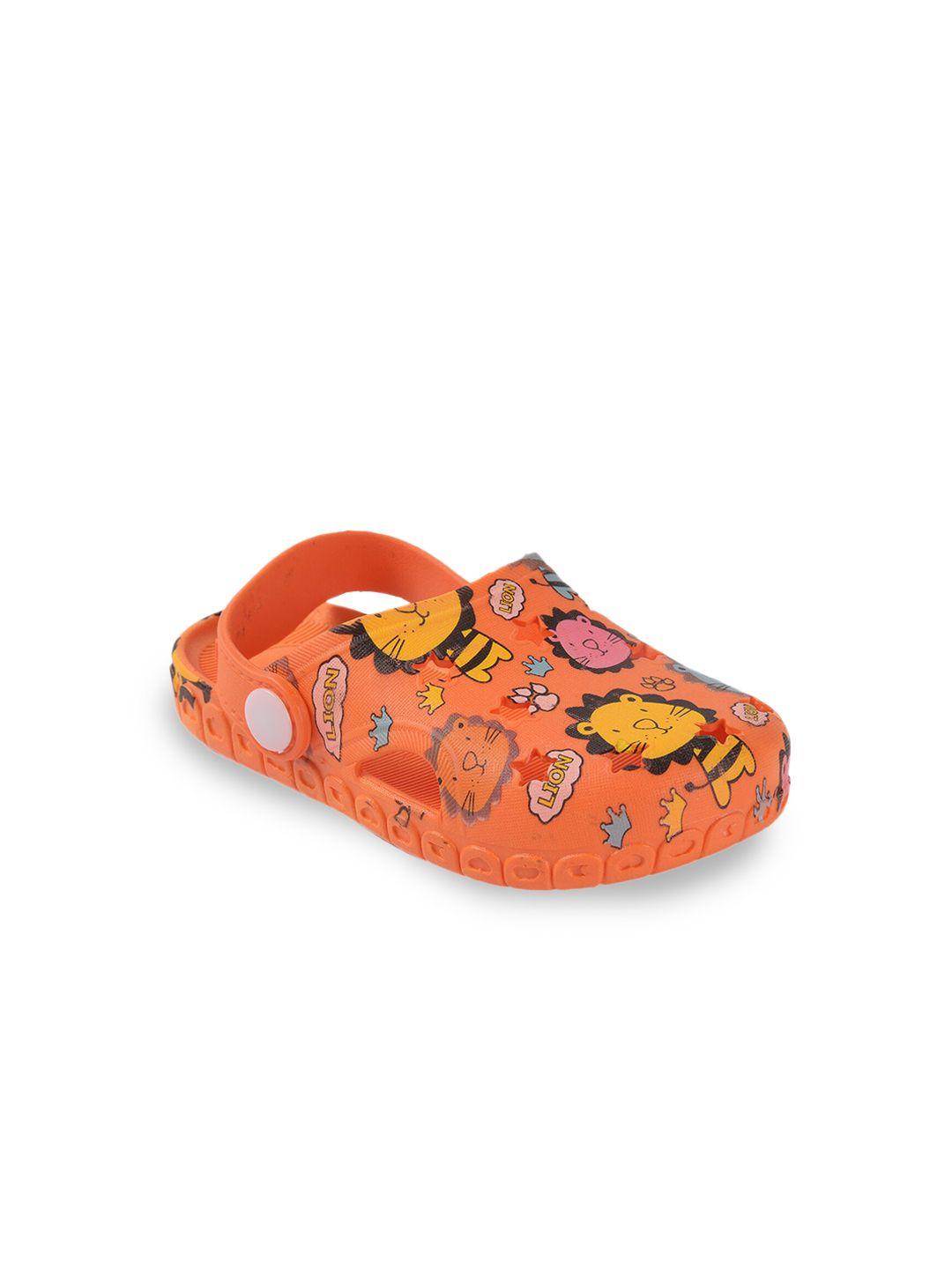 yellow bee boys orange & pink self-design clogs sandals