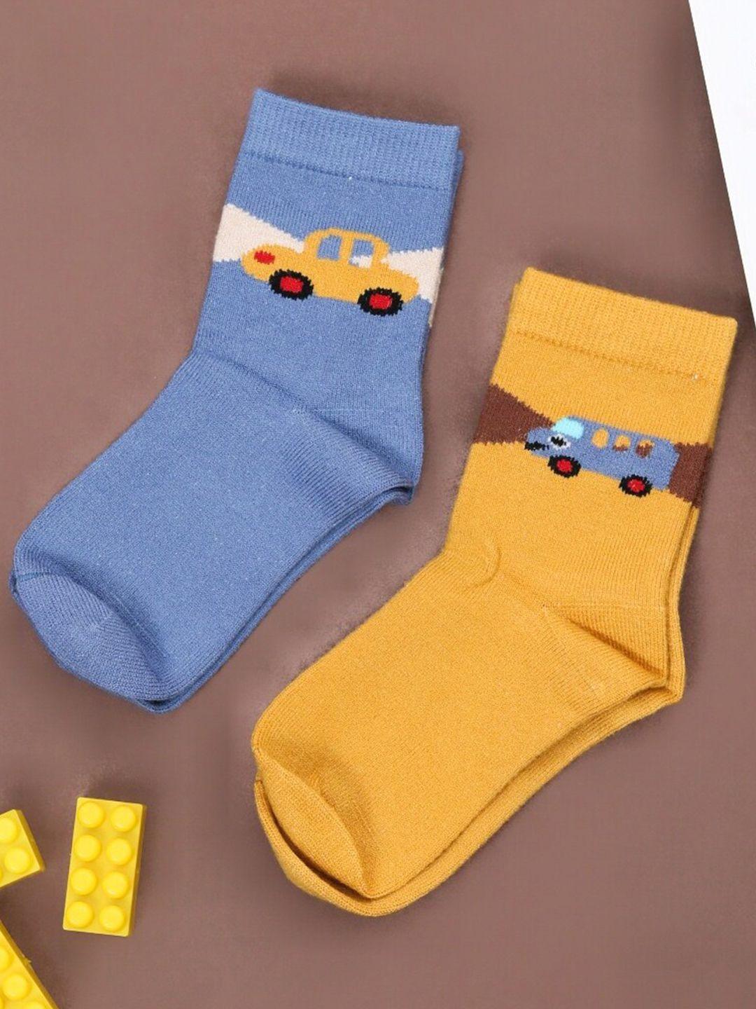 yellow bee boys pack of 2 patterned cotton ankle length socks