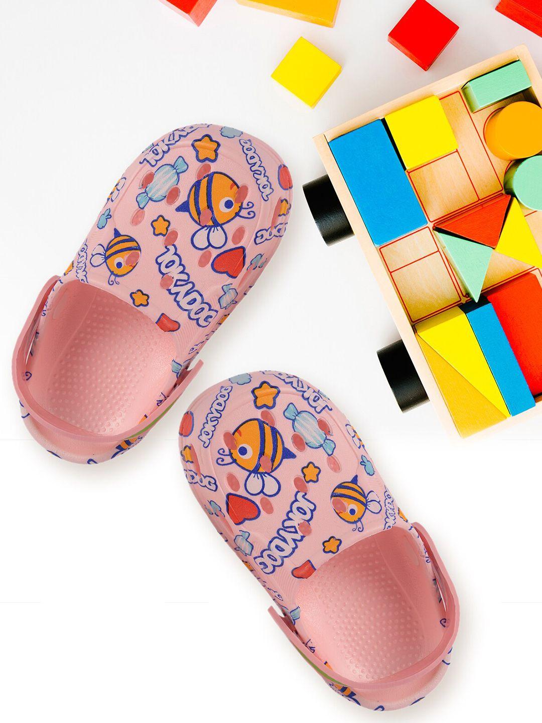 yellow bee girls pink & yellow bee & toffee printed clogs