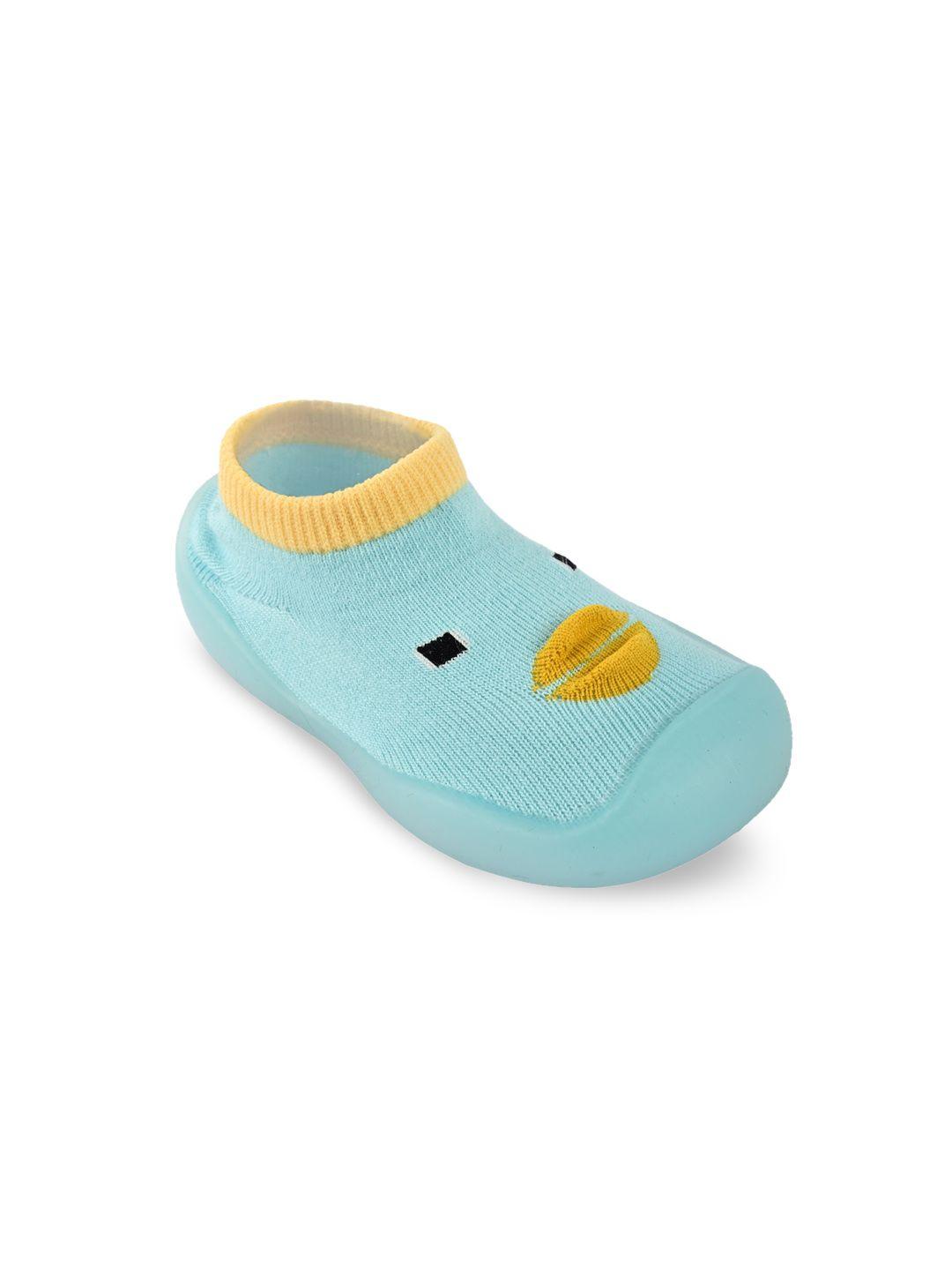 yellow bee infant boys blue & yellow anti skid booties