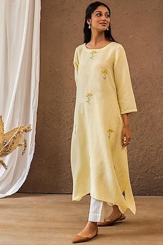 yellow blended linen tunic