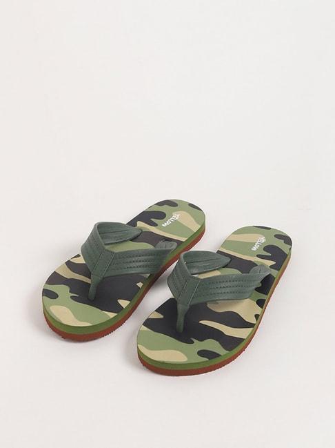 yellow by westside green camouflage flip-flop