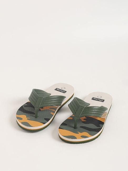 yellow by westside olive camouflage flip-flop