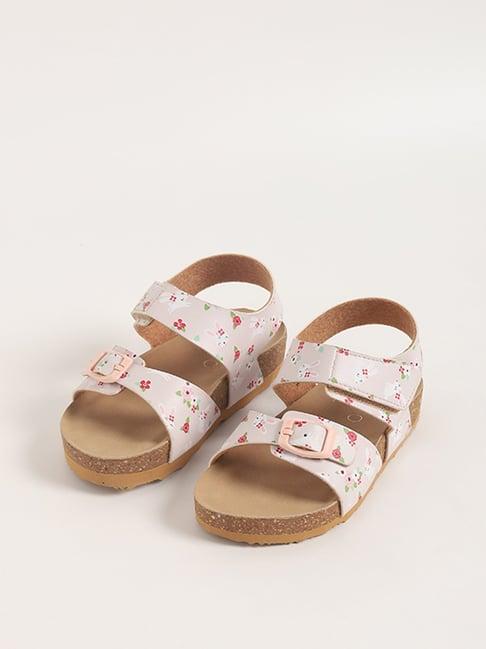 yellow by westside pink heart print sandals