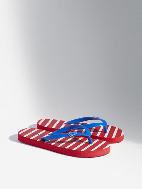 yellow by westside red striped flip-flop
