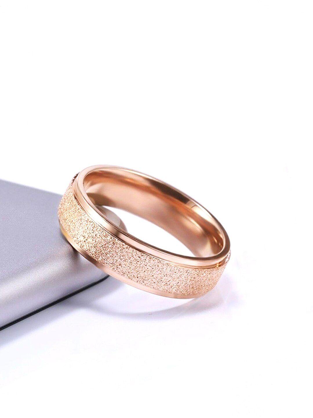 yellow chimes men rose gold-toned stainless steel stardust band ring