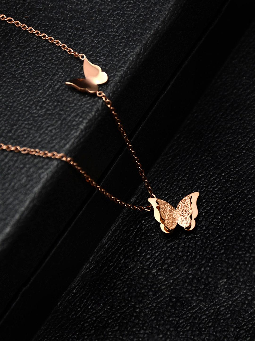 yellow chimes stainless steel rose gold plated charm pendant with chain