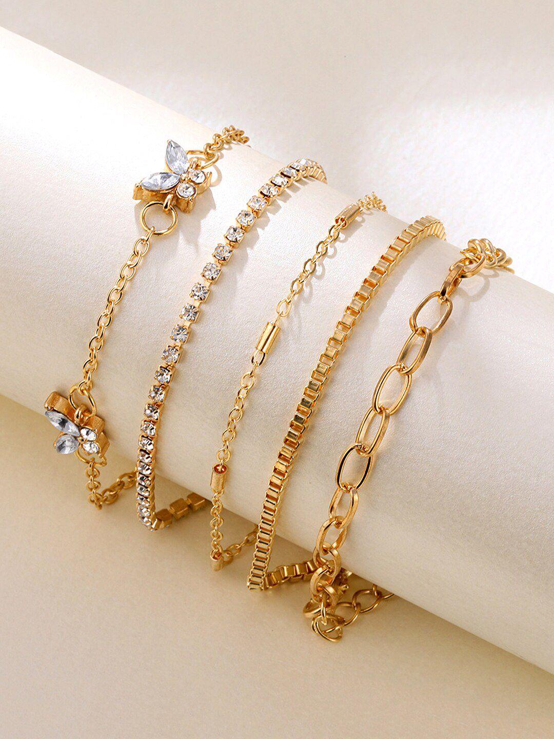 yellow chimes women 5 gold-toned gold-plated link bracelet