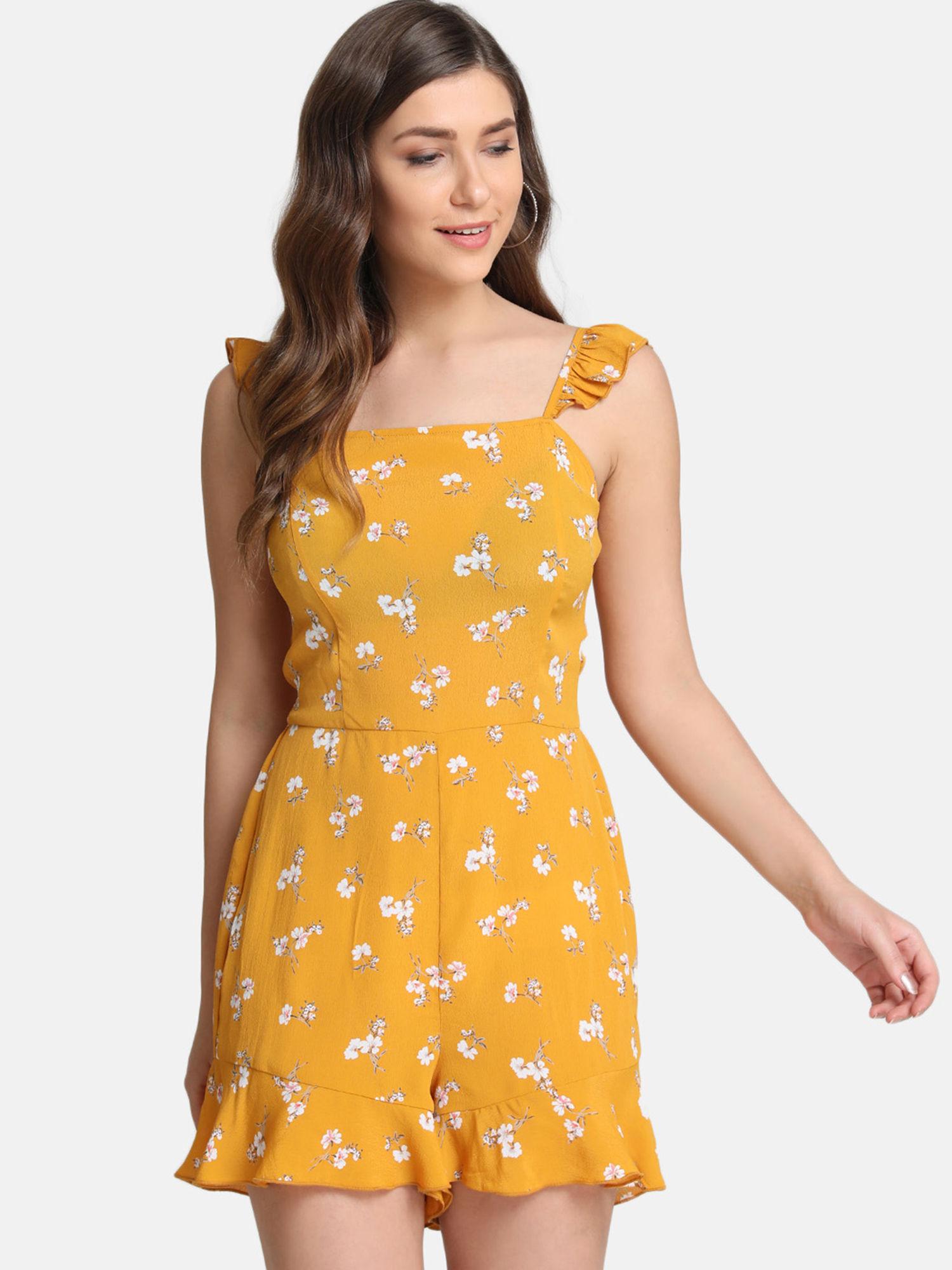 yellow combo playsuit with ruffled straps