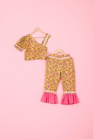 yellow-cotton-hand-block-printed-co-ord-set-for-girls