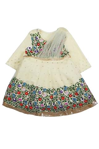yellow cotton jersey floral machine embroidered lehenga romper