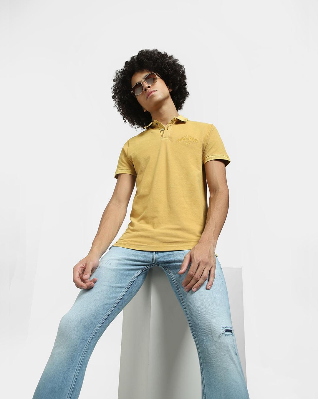 yellow cotton polo t-shirt