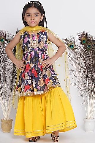 yellow-cotton-silk-embroidered-sharara-set-for-girls