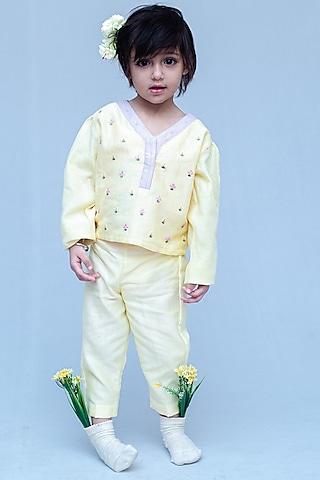 yellow-cotton-silk-pant-set-for-girls