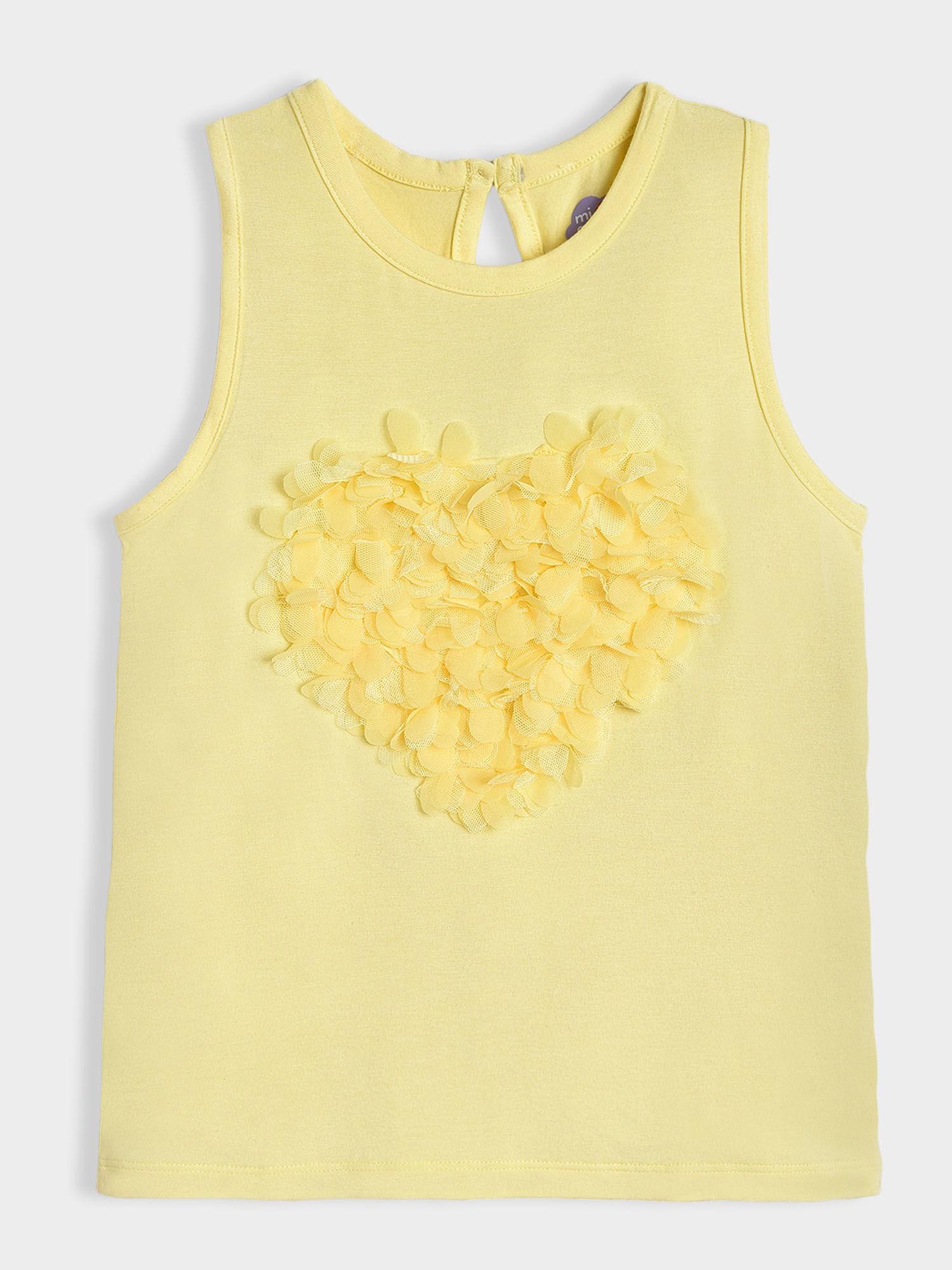 yellow cotton sleeveless vest for girls
