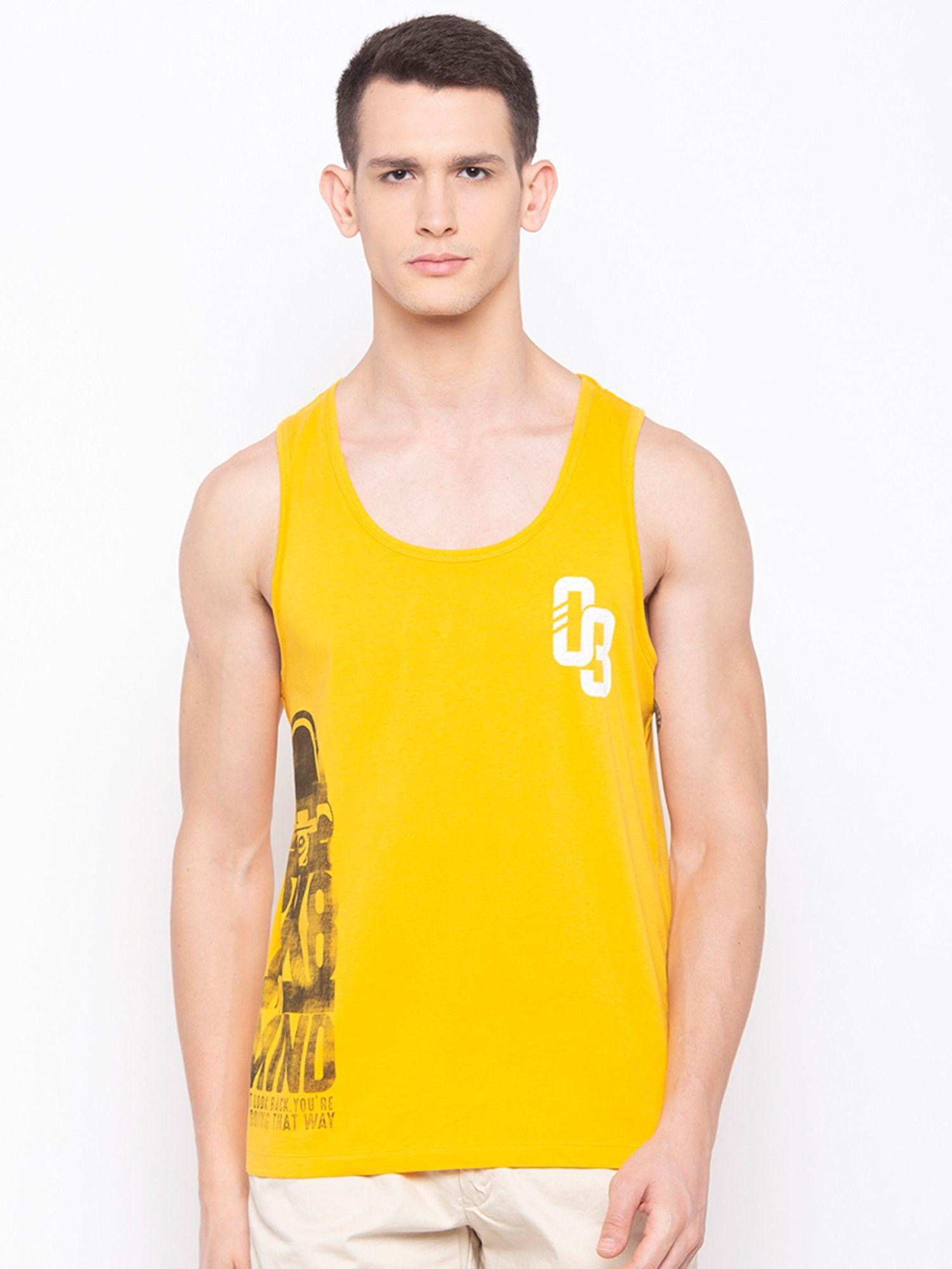 yellow cotton vest for mens yellow
