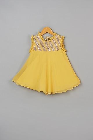yellow dress with lace for girls