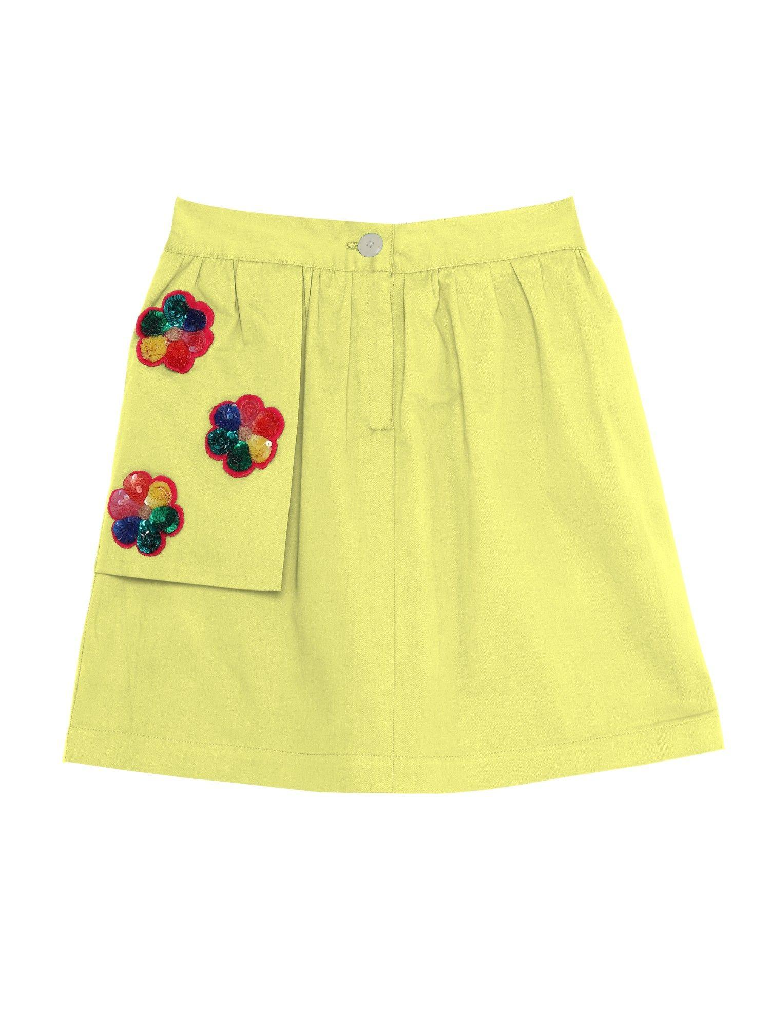 yellow embellished easy breezy skirt