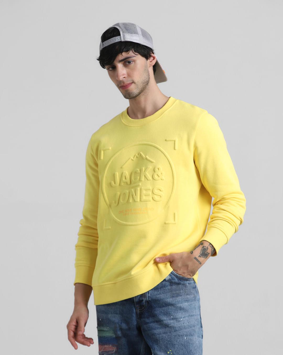yellow embossed logo sweatshirt