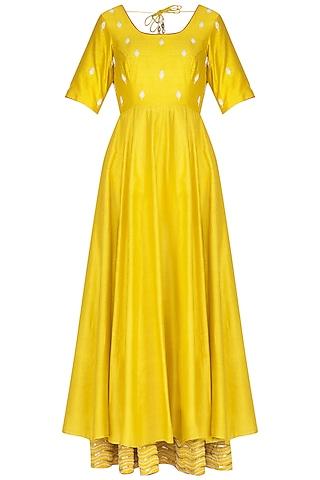 yellow embroidered anarkali with dupatta