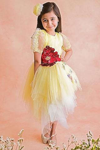 yellow embroidered dress for girls