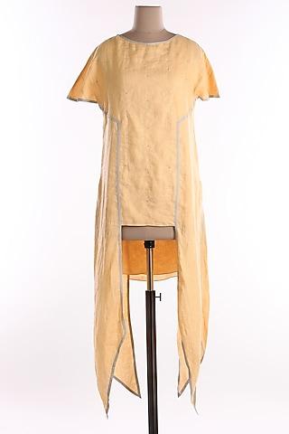 yellow embroidered linen tunic