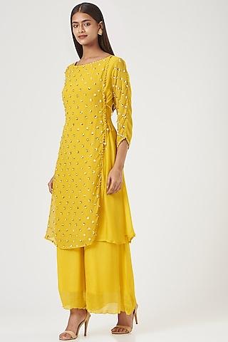 yellow-embroidered-tunic-set