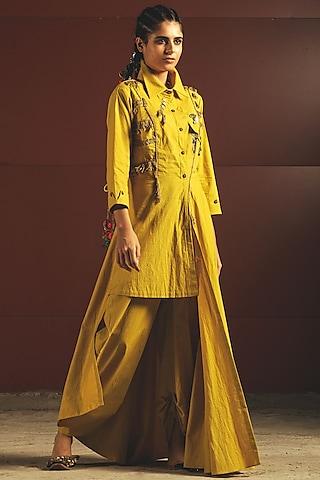 yellow embroidered tunic with pants