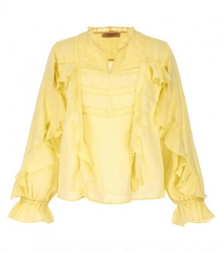 yellow embroidery ruffle blouse