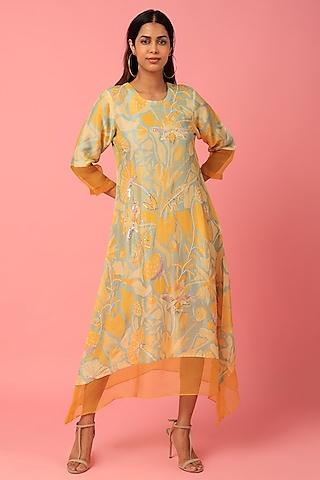 yellow floral printed tunic