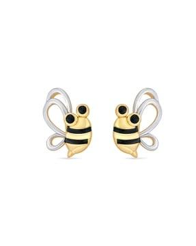 yellow gold bee stud earrings